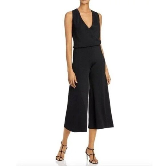 Theory Wrap Bodysuit Lustrate Wide Leg V-Neck Minimalist Neutral - Picture 1 of 8